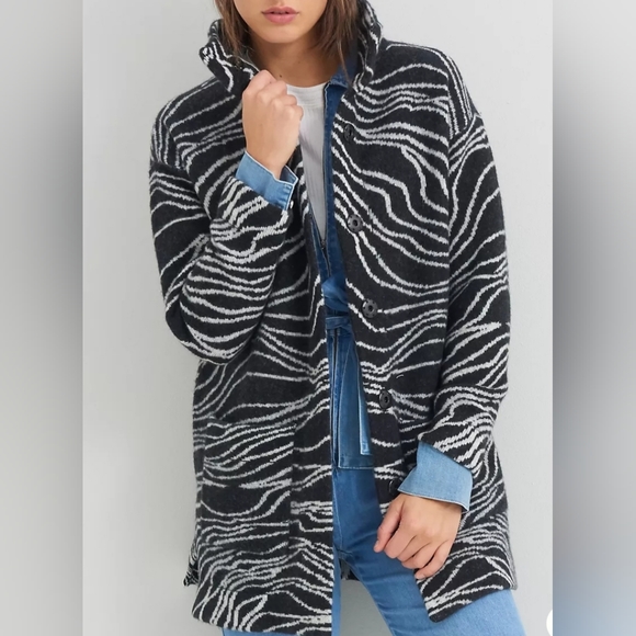 $198 NWT MAEVE Anthropologie Lambs Wool Knit Coat Cardigan S/M Oversized Thick - Picture 4 of 14